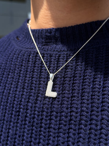 Icey Letters Necklace in Italian sterling silver-s925
