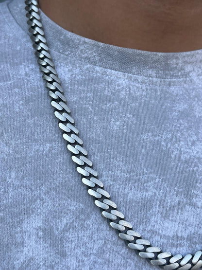 Thick Z Grommet Necklace for Men's Sterling Silver 925s-60cm-9mm