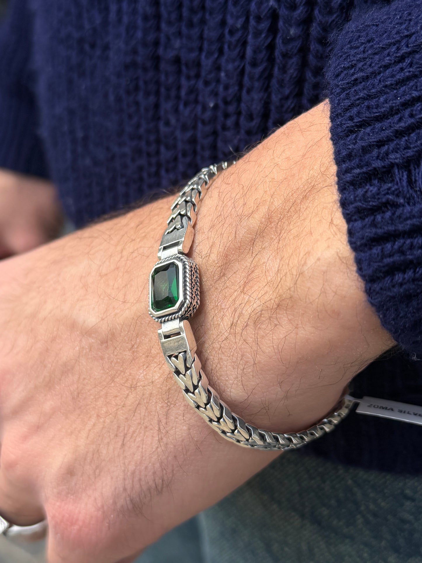 Emerald Green Bracelet S925 Sterling Silver -(20cm-8mm)