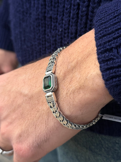 Emerald Green Bracelet S925 Sterling Silver -(20cm-8mm)