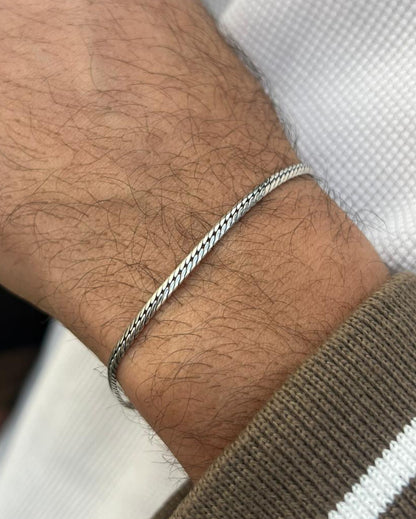 3mm Blocked Grommet Bracelet for Men's Sterling Silver 925s