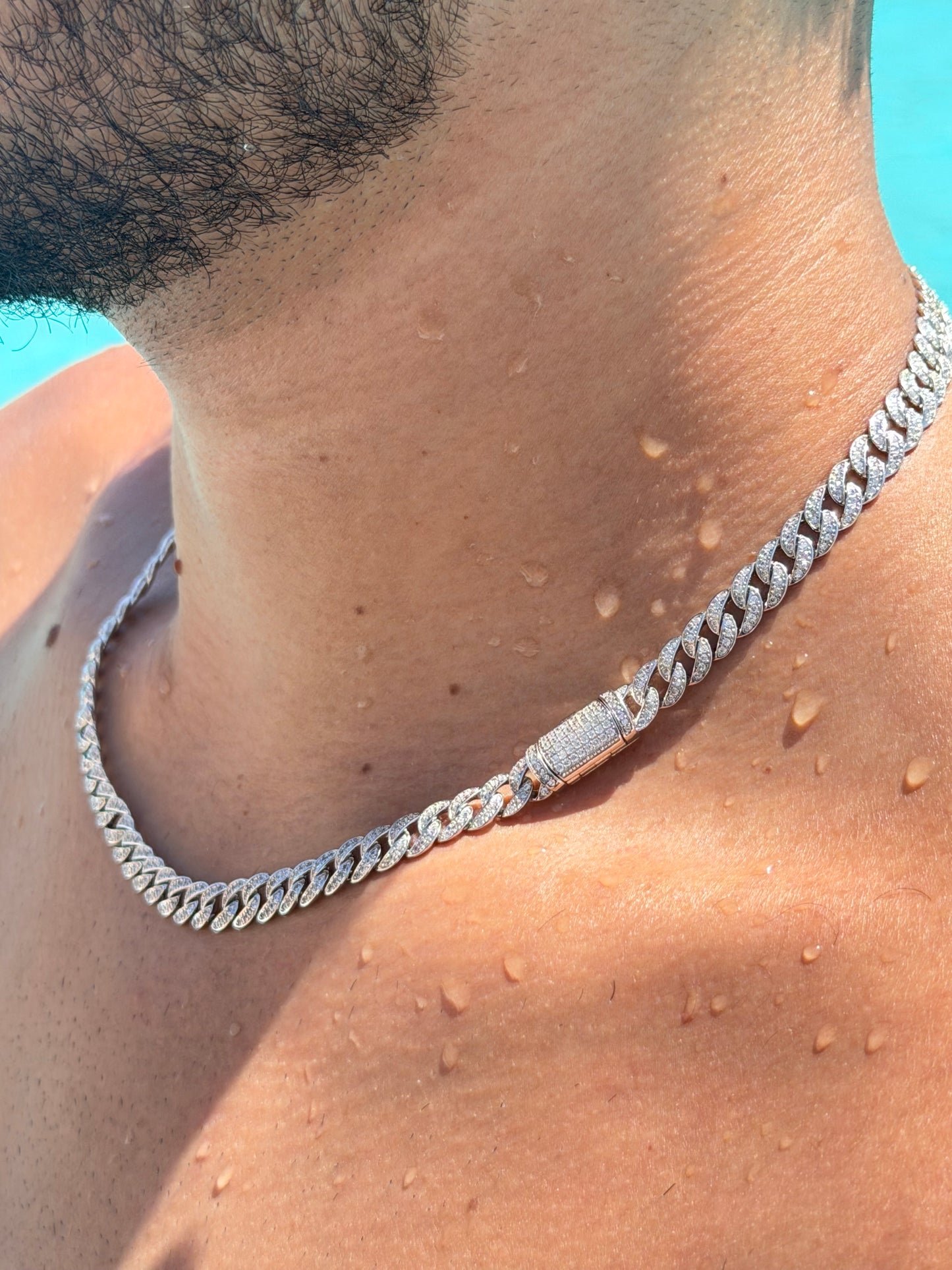 Icey Grommet Chain for Men's Sterling Silver 925s-(7.5mm-50cm)