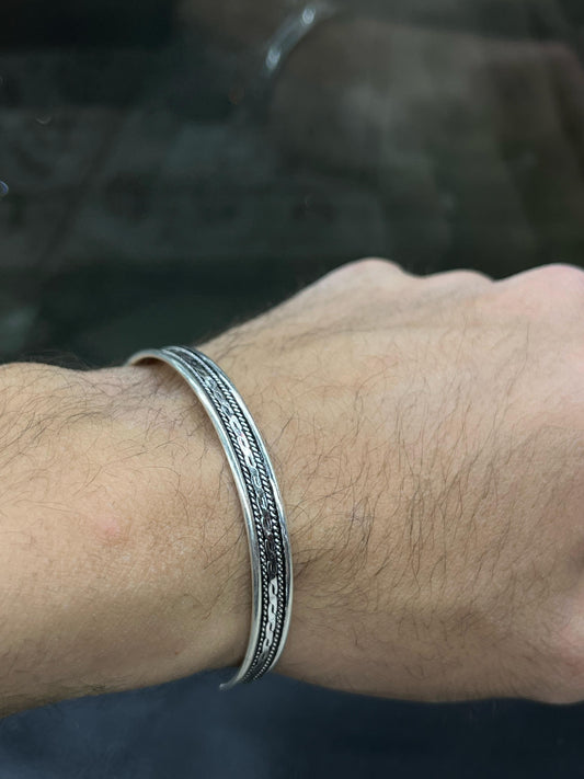 oxidised Men bangle-S925 Sterling Silver bangle for men