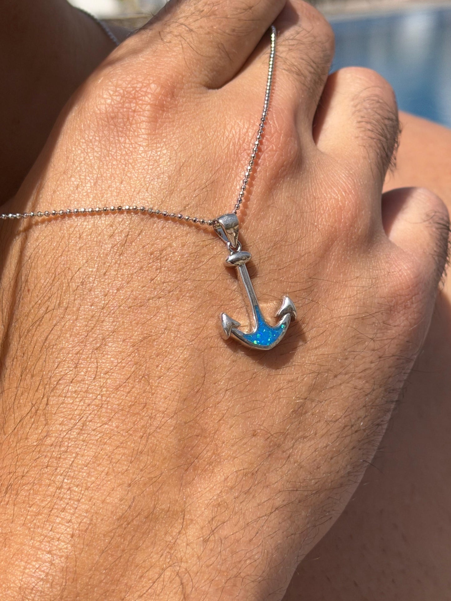 Anchor Opal Necklace in Sterling Silver 925s