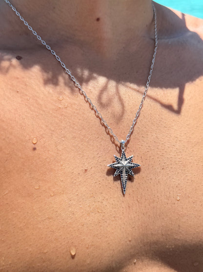 Vega North Star Necklace in Sterling Silver 925s