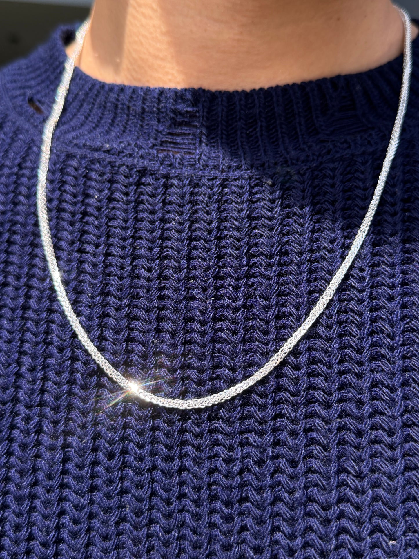 Blocked Franco Necklace for Men's Sterling Silver 925s(60cm-3mm)