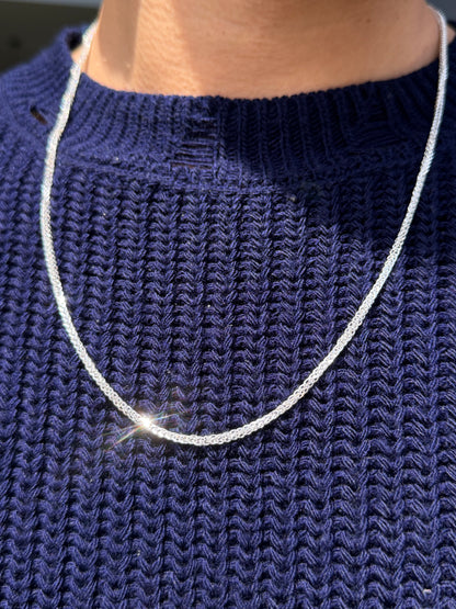Blocked Franco Necklace for Men's Sterling Silver 925s(60cm-3mm)