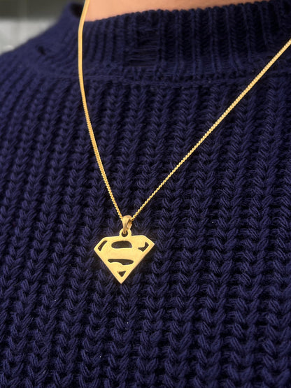 Gold Plated Super Man Necklace for Men's Sterling Silver 925s