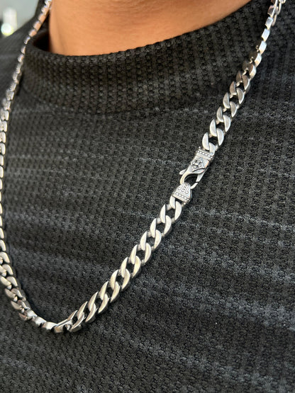 Edge Grommet Necklace Sterling Silver 925s-(60cm-8mm)