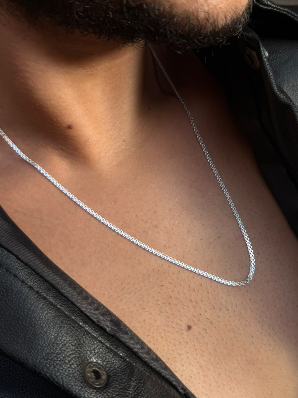 Bismark Necklaces for Men's Sterling Silver 925s -2mm-