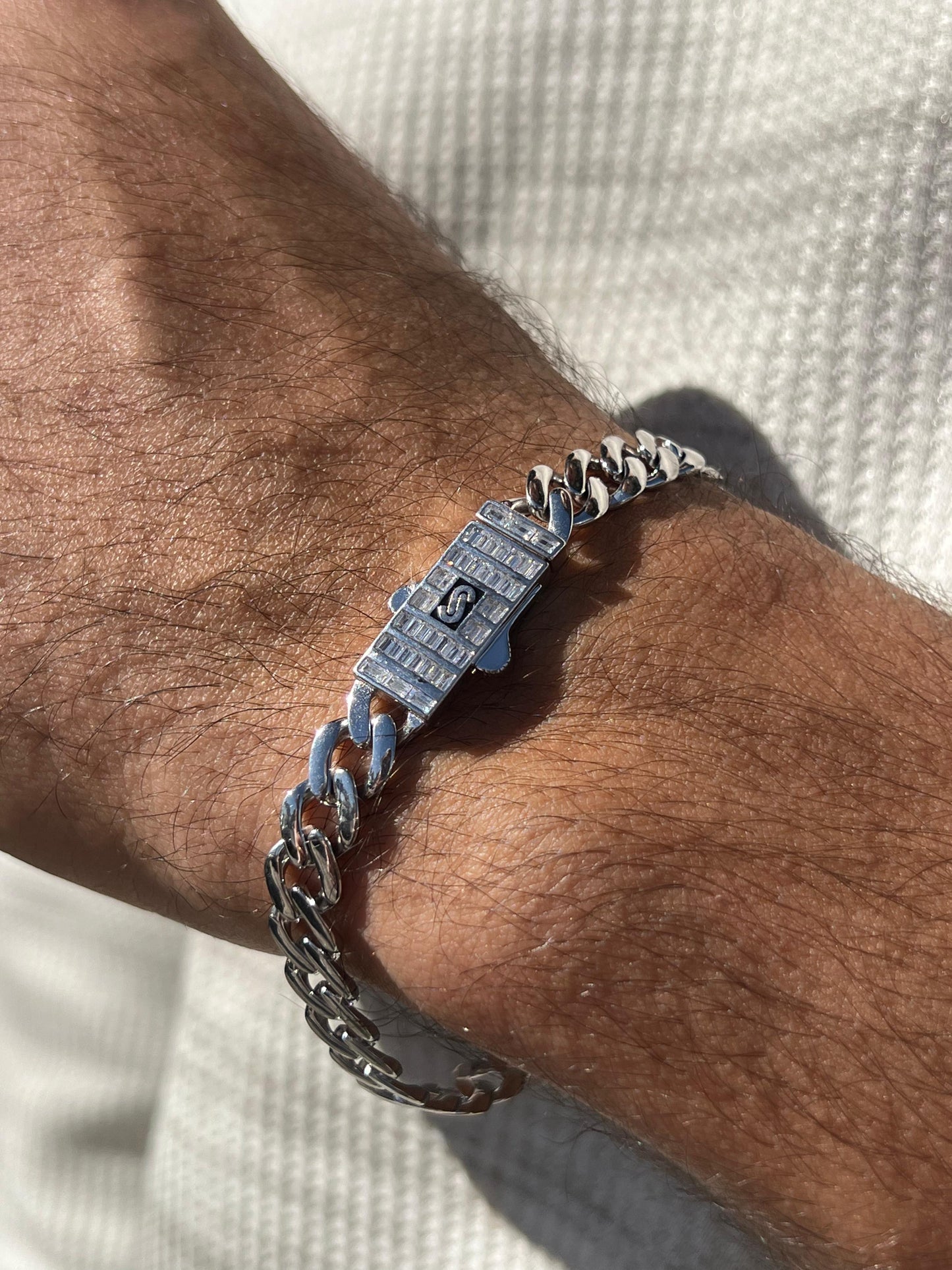 Iced Monaco chain Bracelet for Men's Sterling Silver 925s