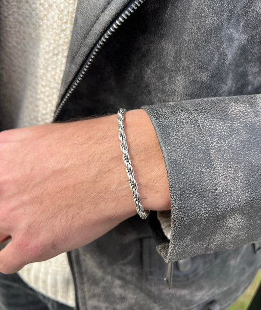 Thick Rope Bracelet For Men Sterling Silver - 925