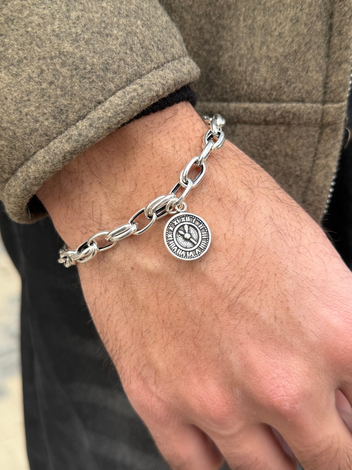 Chrono link -S925 Sterling Silver Bracelet-20cm-7mm