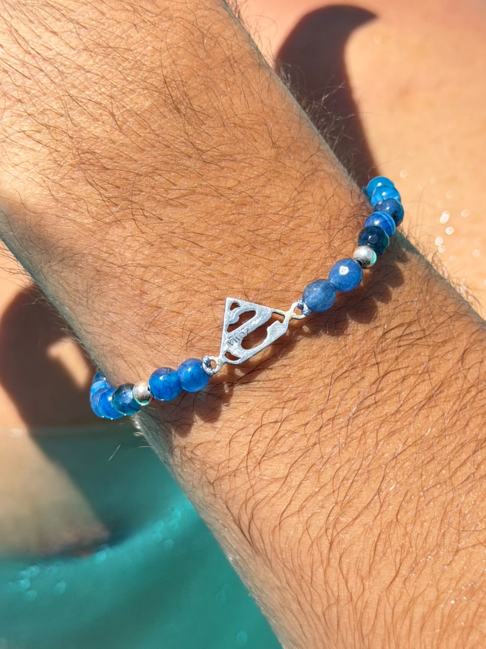 SuperMan Azure beads Adjustable Macramé Bracelet