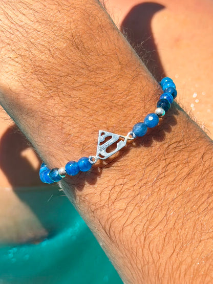 SuperMan Azure beads Adjustable Macramé Bracelet