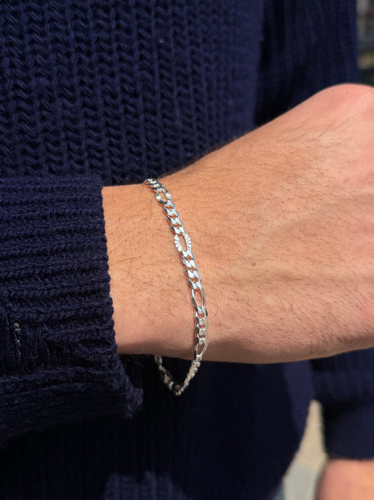 Figaro Grommet Bracelet for Men's Sterling Silver 925s(21cm-5mm)