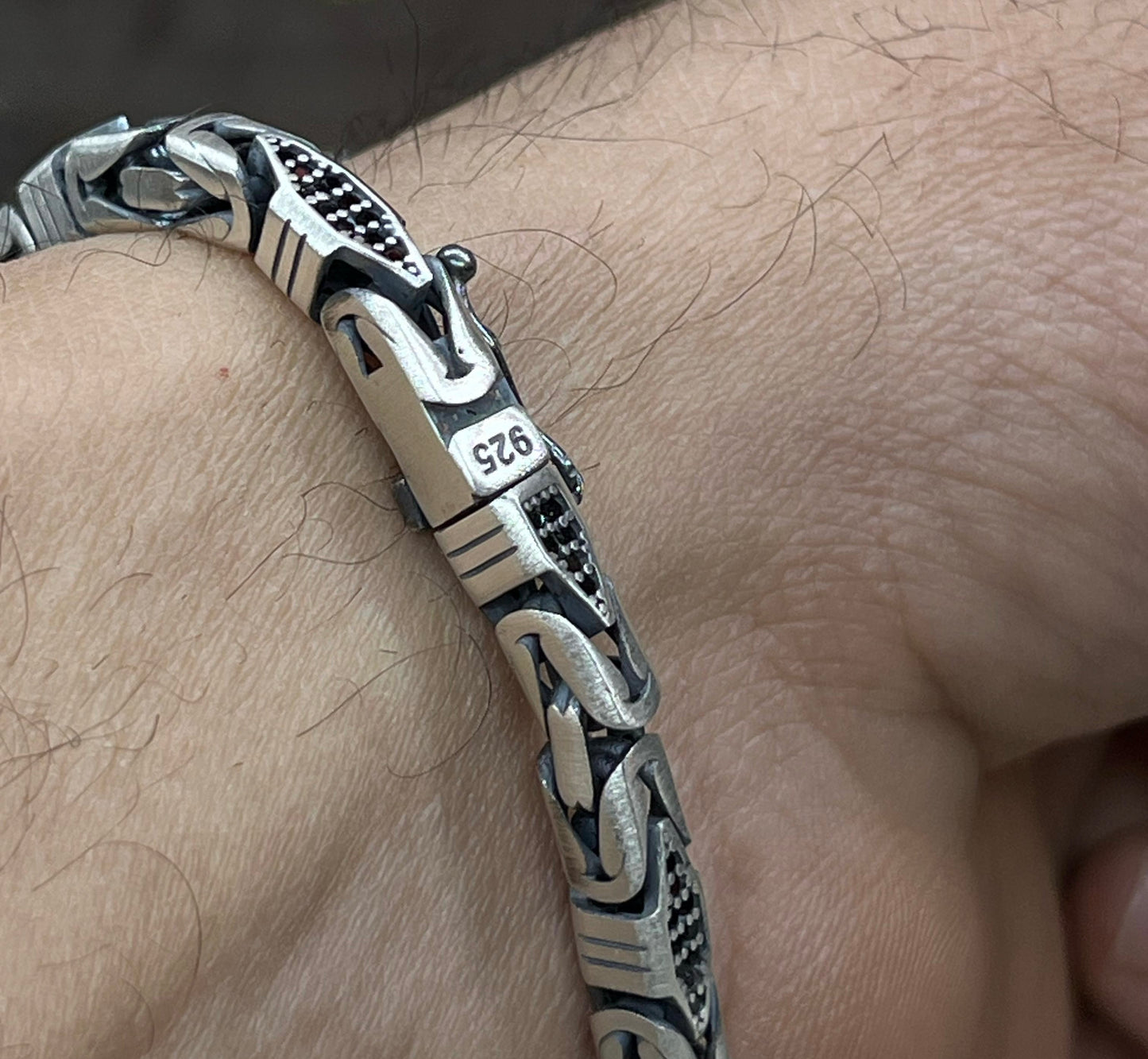 Massive zirconia King Bracelet for Men Sterling Silver 925s,