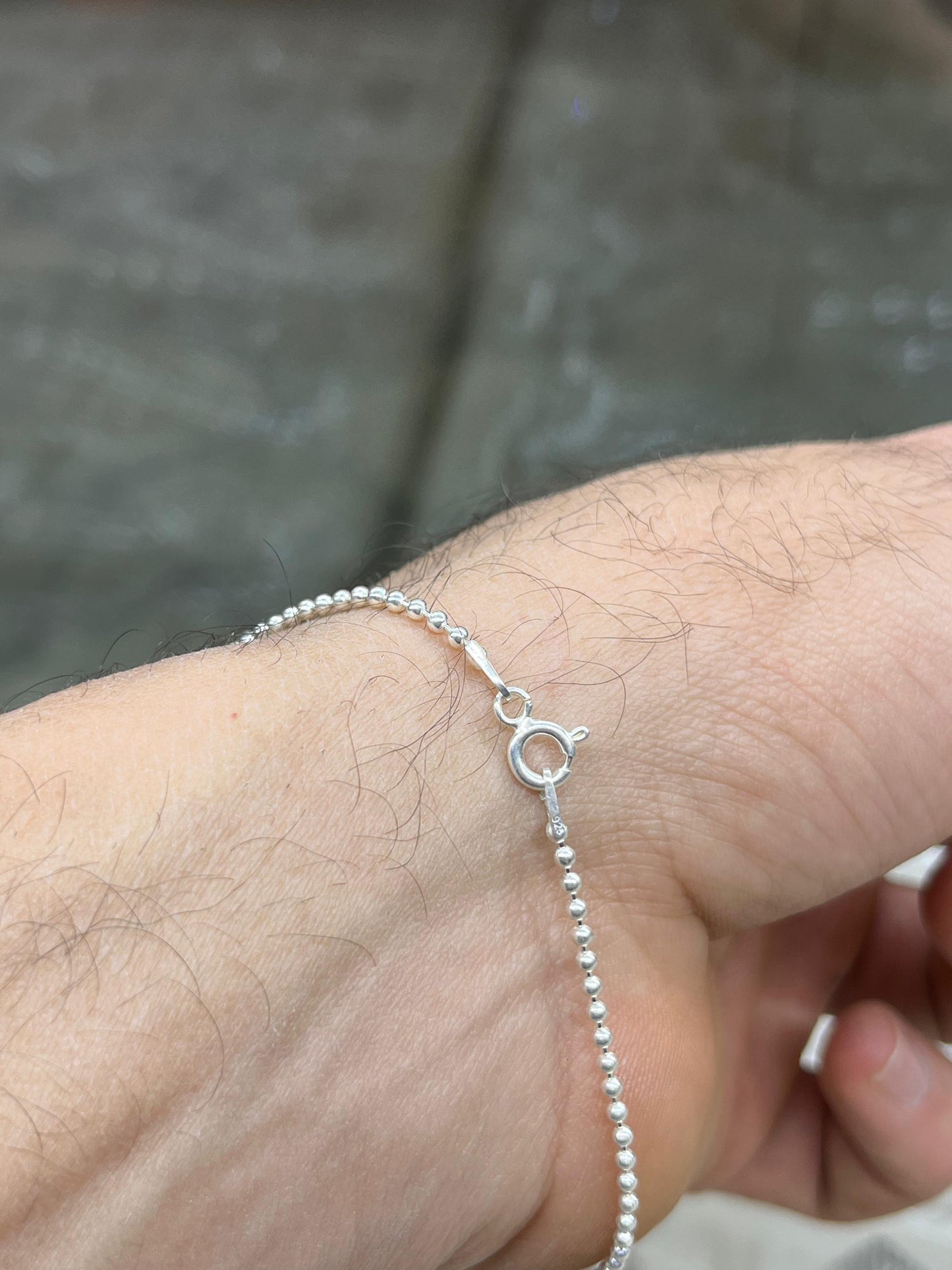 Thin Beaded bracelet -S925 Sterling Silver for men