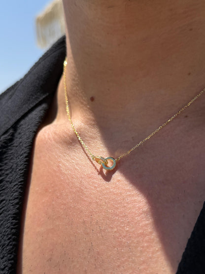 Interlocking Necklace in Sterling Silver 925s-Fine Gold Plated