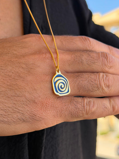 Blue Spiral Cord Necklace Sterling Silver 925s-Fine Gold Plated