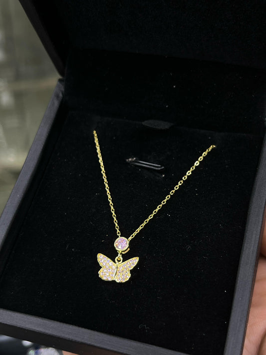 Butterfly Necklace -sterling Silver-925s-Gold plated