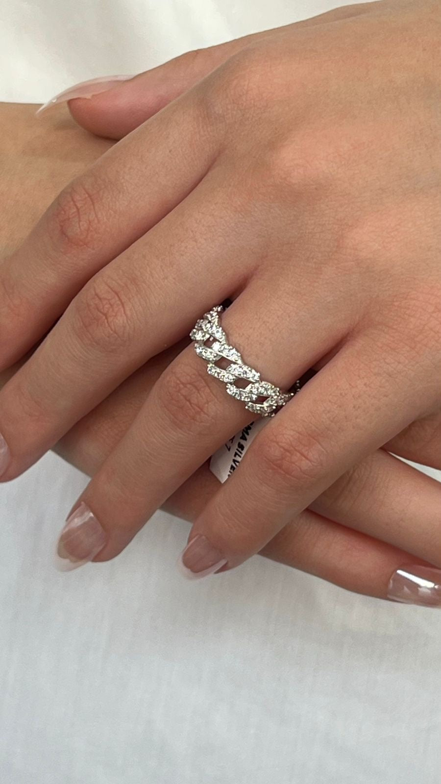 Iced Out Cuban Link Ring In Italian Sterling Silver s925