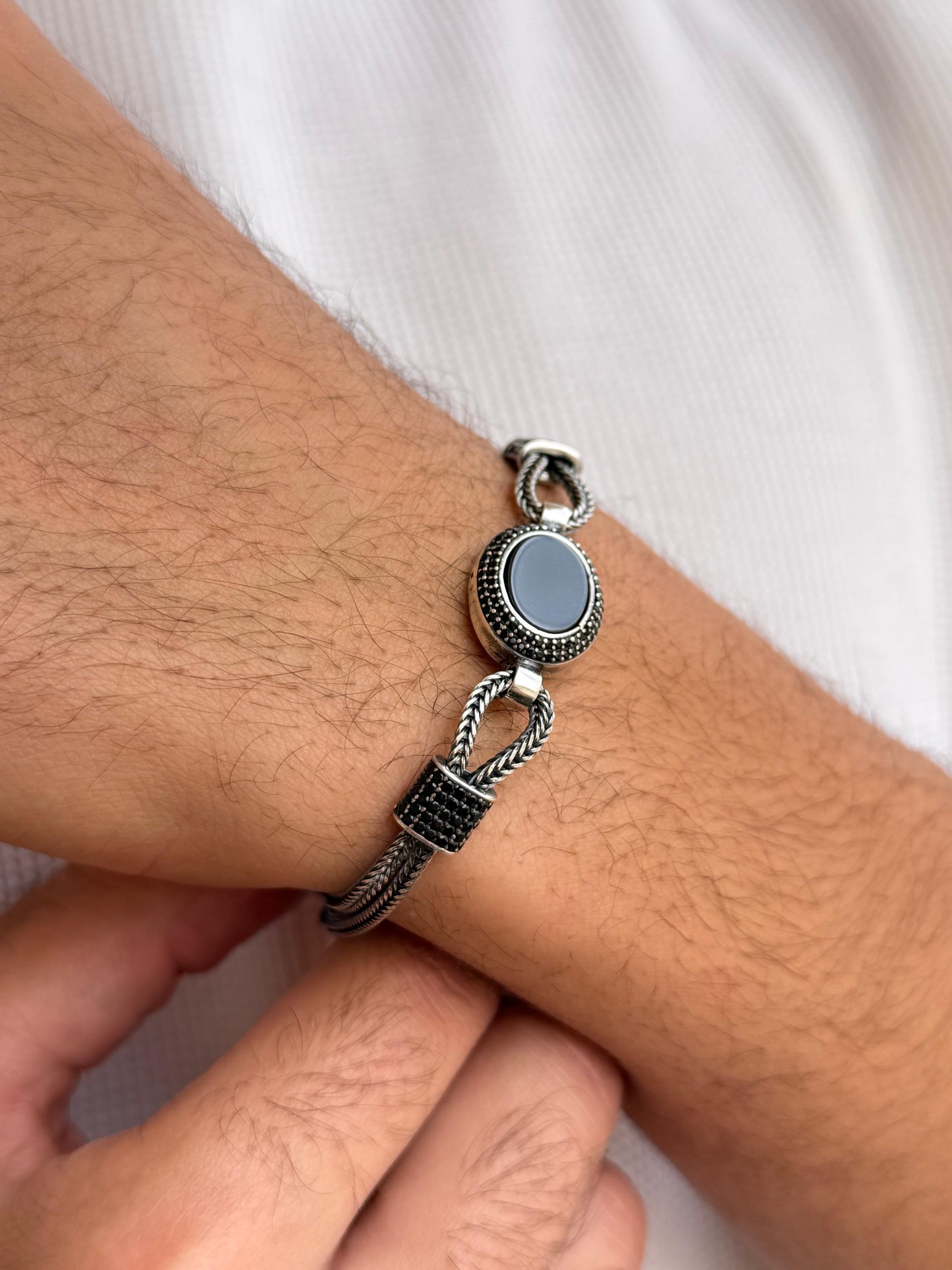 Dark Aura Bracelet for Men's Sterling Silver 925s 21cm