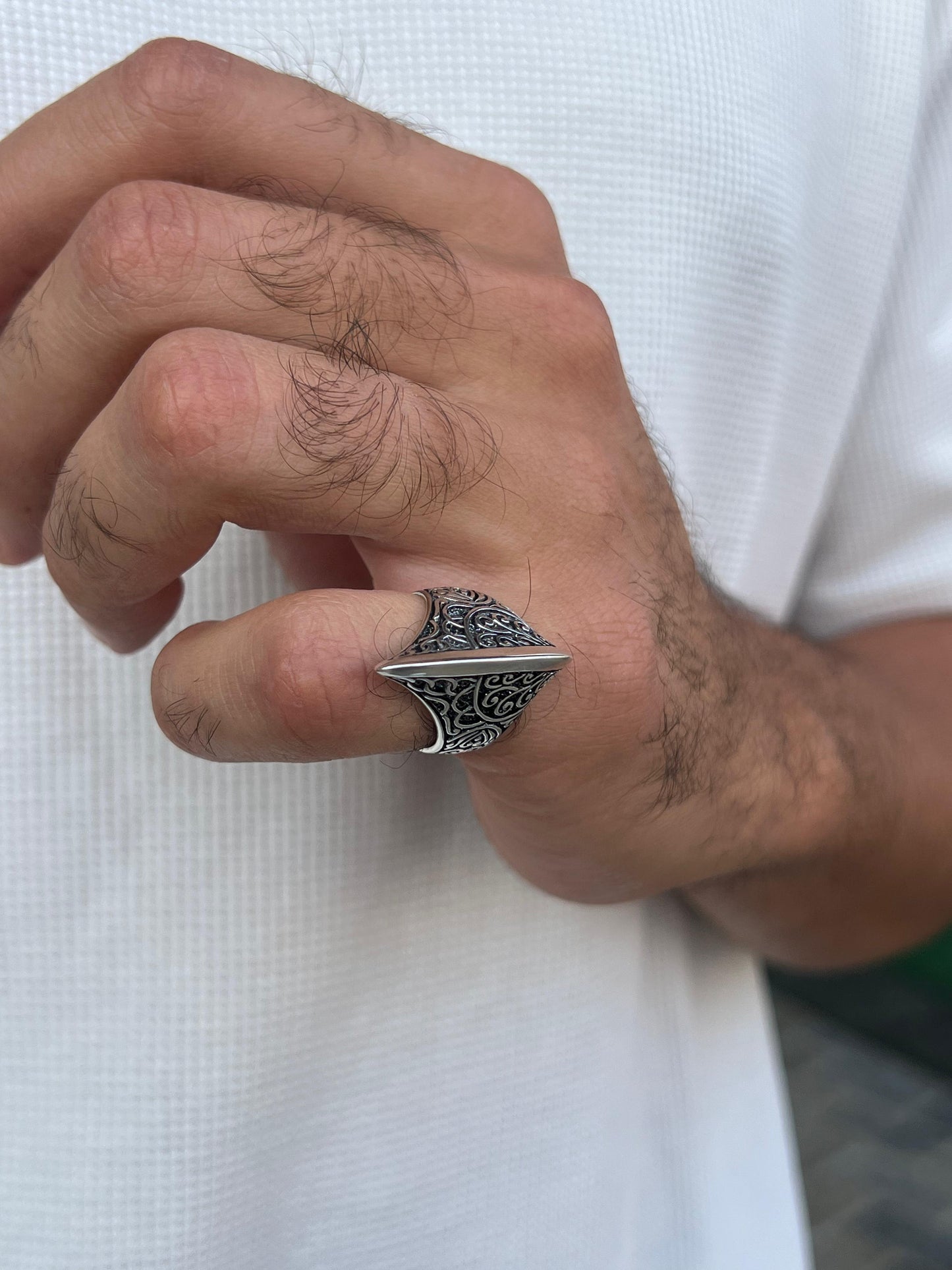 Predator Engraved Ring -Sterling Silver 925s