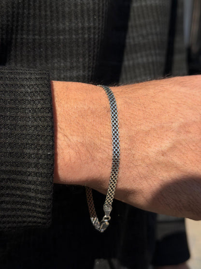 Midnight Mesh-S925 Sterling Silver Bracelet (21cm-4mm)