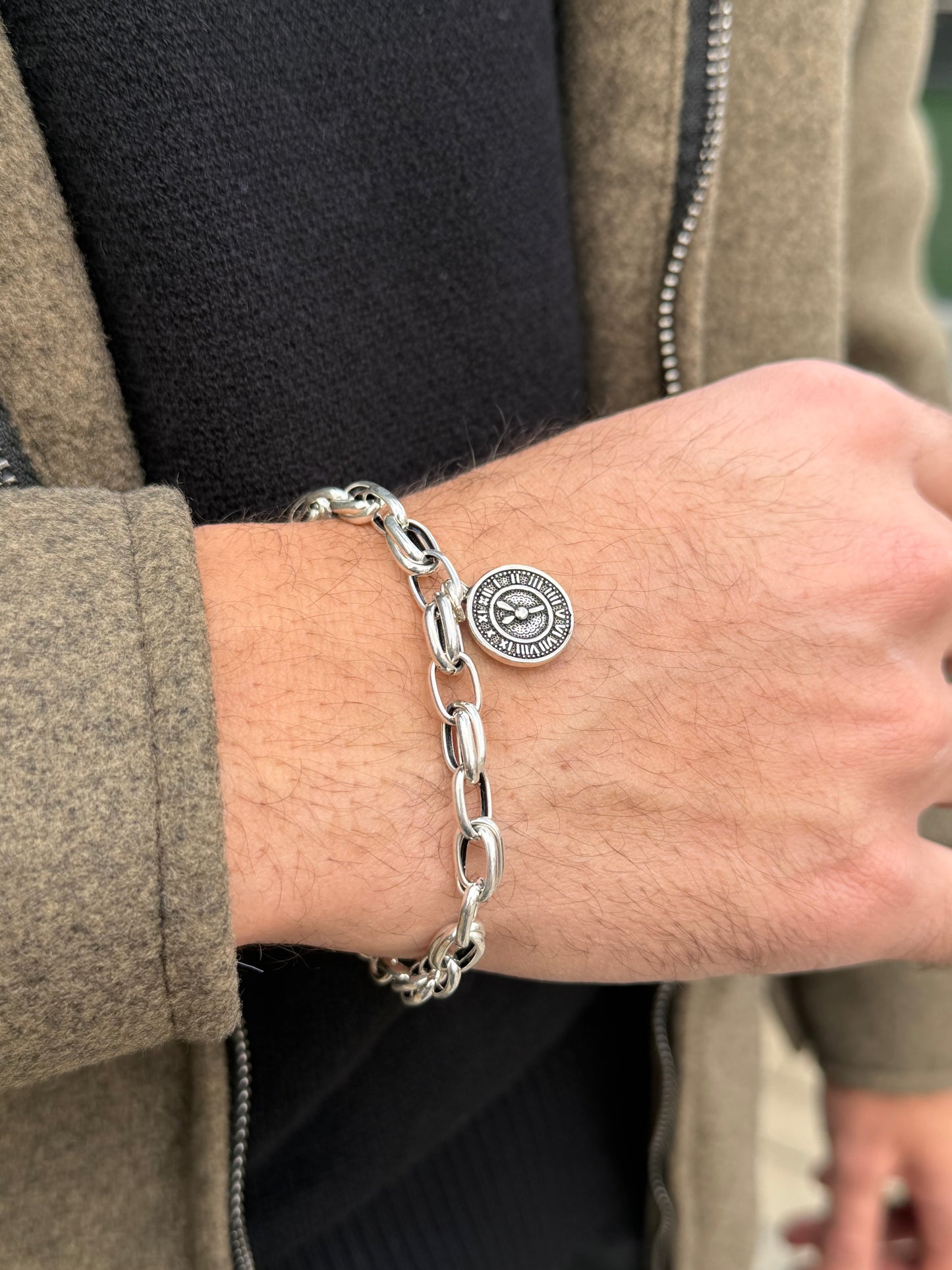 Chrono link -S925 Sterling Silver Bracelet-20cm-7mm