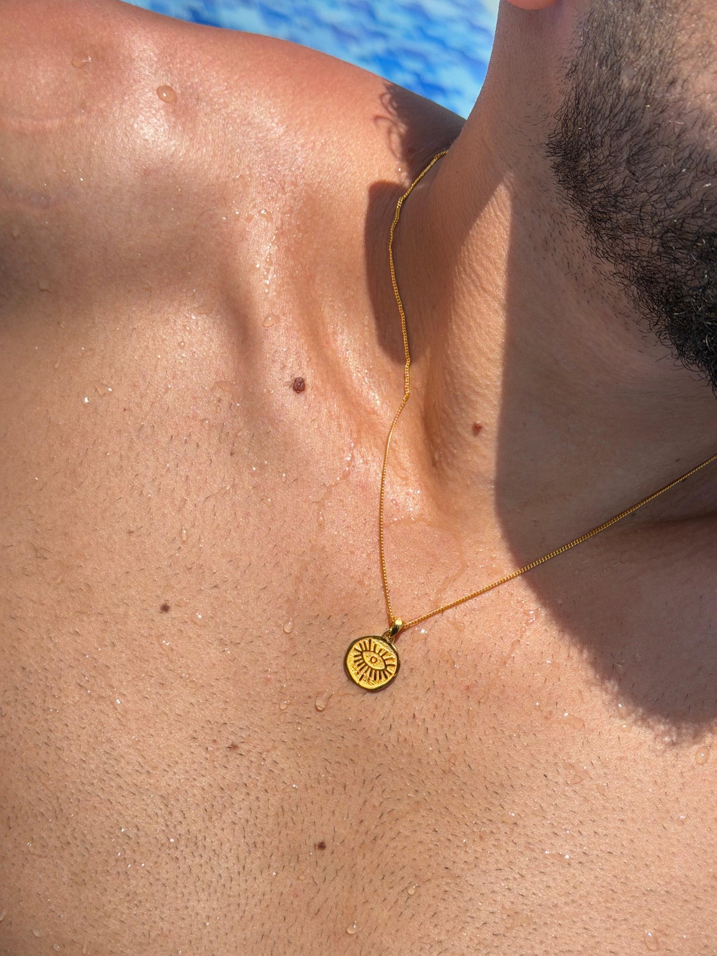 Evil Eye Necklace in Sterling Silver 925s- Gold Plated
