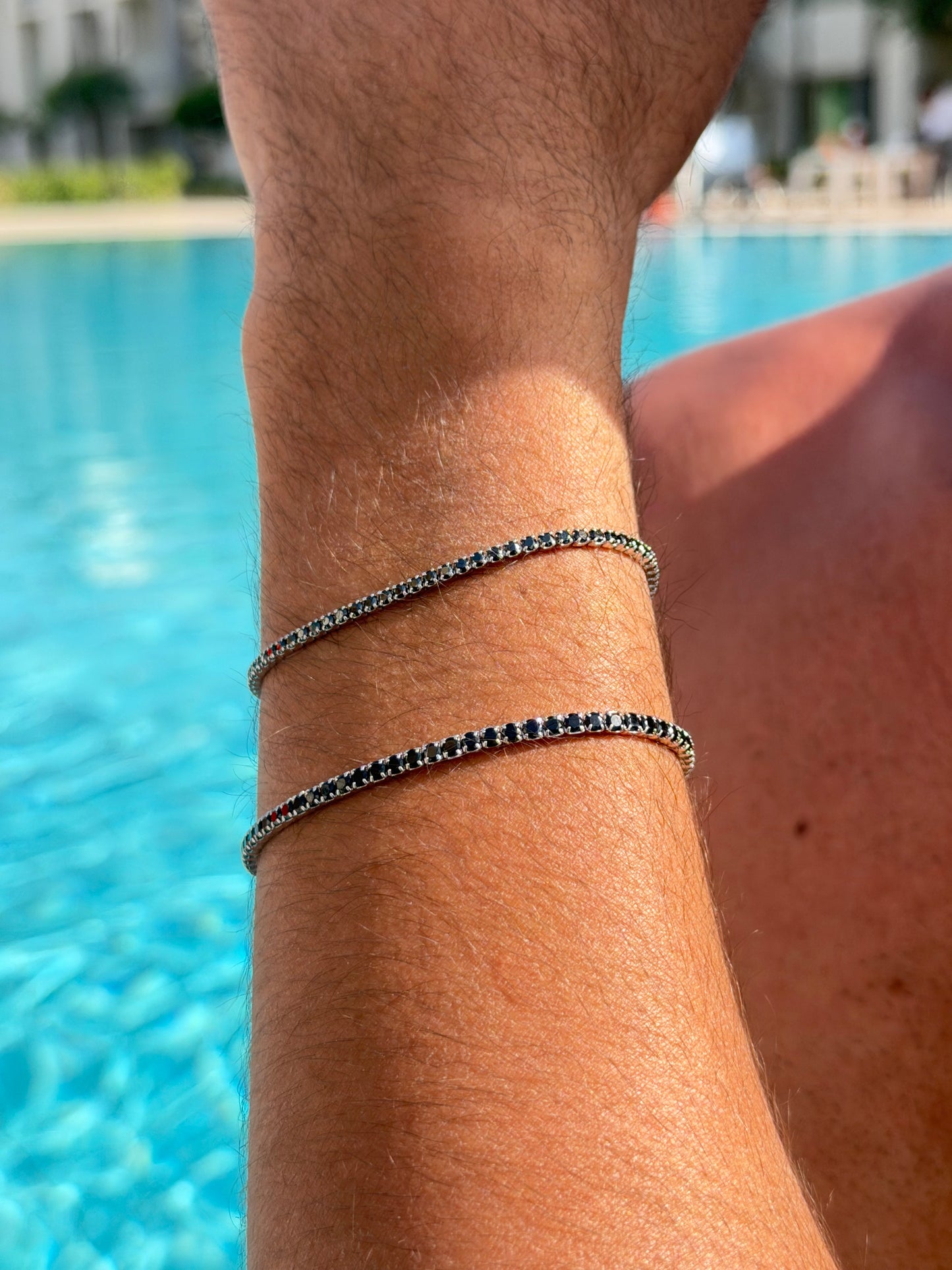 Black Tennis Bracelet Sterling Silver 925s