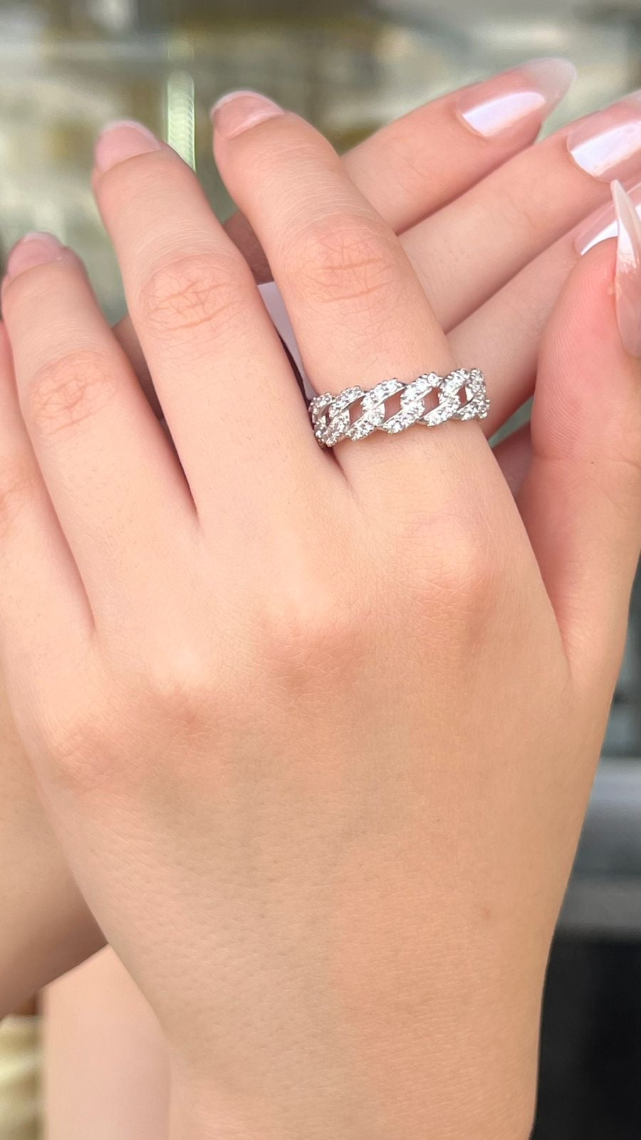 Iced Out Cuban Link Ring In Italian Sterling Silver s925