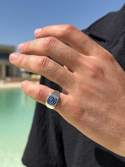 Blue Spiral Cord Ring in Sterling Silver 925s