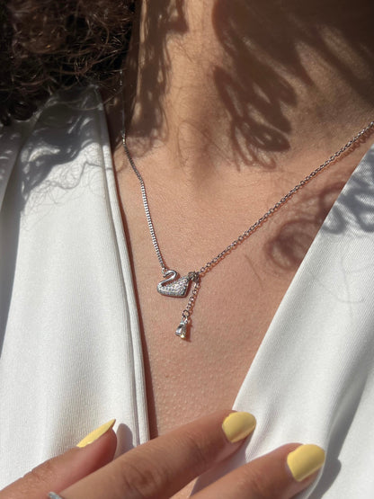 Dazzling Swan Necklace in Sterling Silver 925s