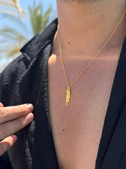 Thunderbolt Necklace Sterling Silver 925s-Fine Gold Plated