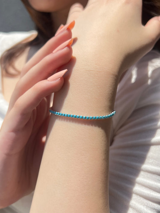 Aqua Shine Tennis Bracelet – 925 Sterling silver