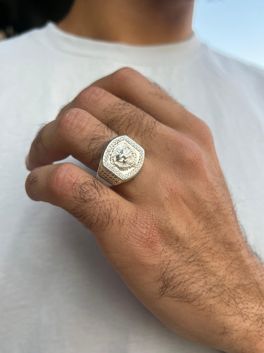 Iced Lion Ring -Sterling Silver 925s