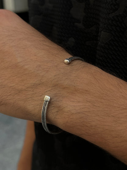 Twisted -Hearts inside Men bangle-S925 Sterling Silver bangle for men