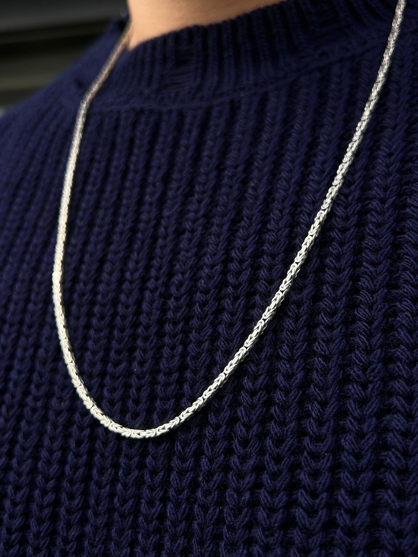 King Necklace for Men's Sterling Silver 925s- (65cm-3mm)