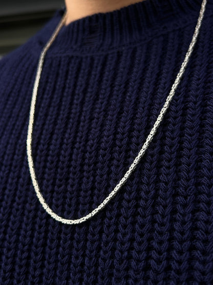 King Necklace for Men's Sterling Silver 925s- (65cm-3mm)