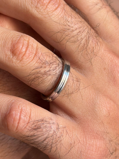 Sleek Double Engagement Ring in Sterling Silver 925s(3.5mm)