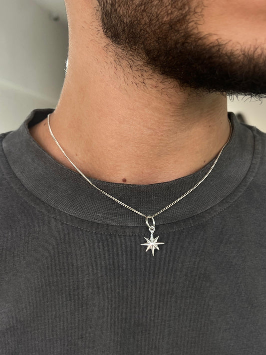 Star Necklace for Men's Sterling Silver 925s