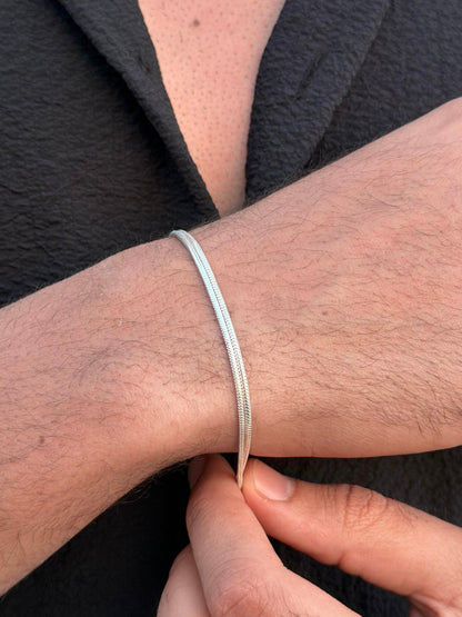 Double Rattail Bracelet Sterling Silver 925s-21cm