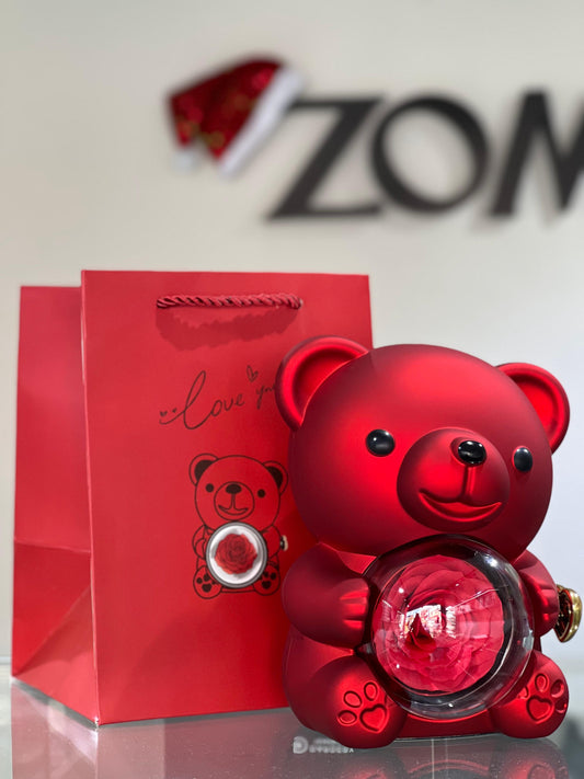 Red Cute Teddy Bear Valentine’s Box -Natural Rose🧸