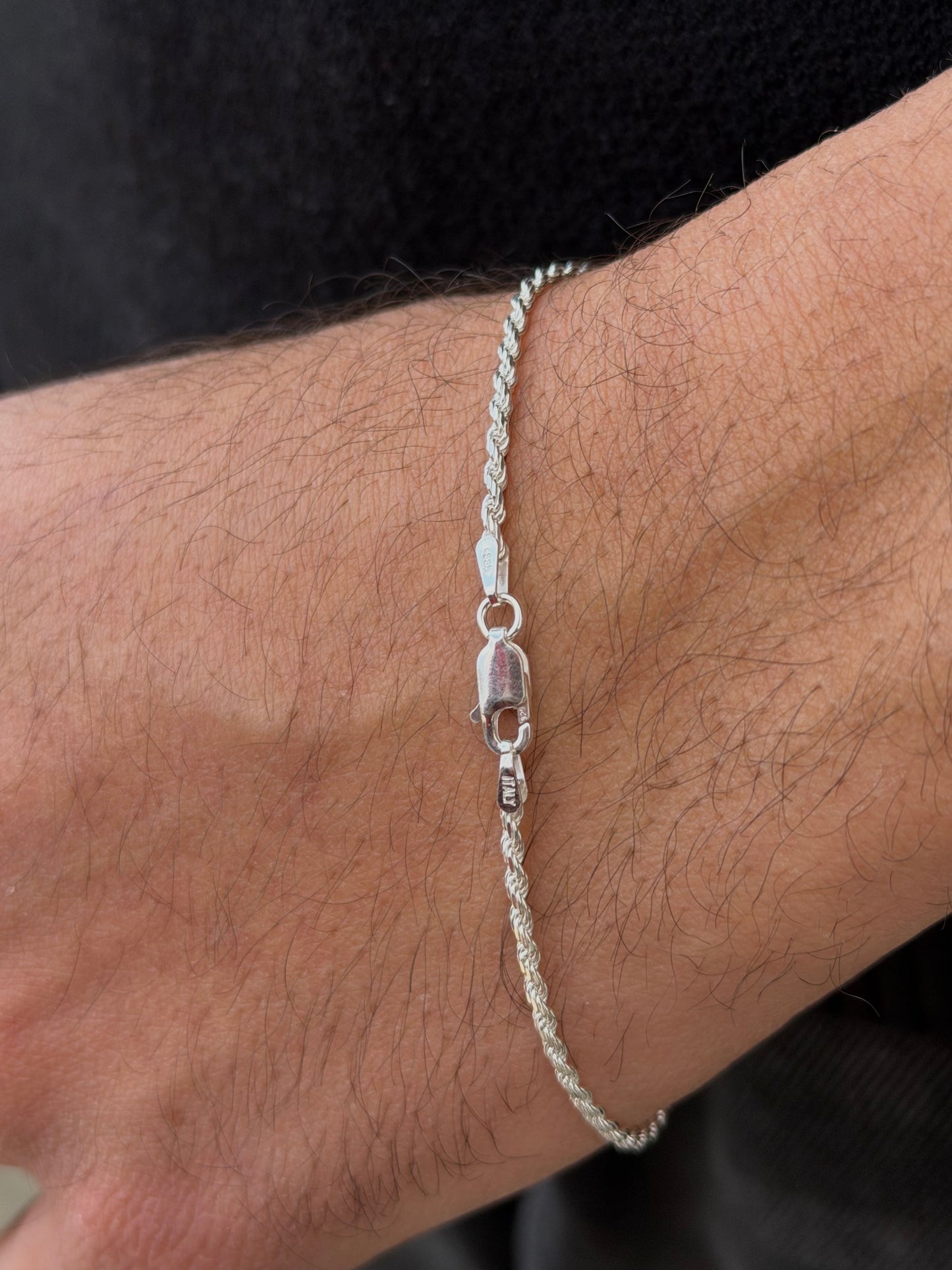 Rope Bracelet for Men's Sterling Silver 925s-21cm