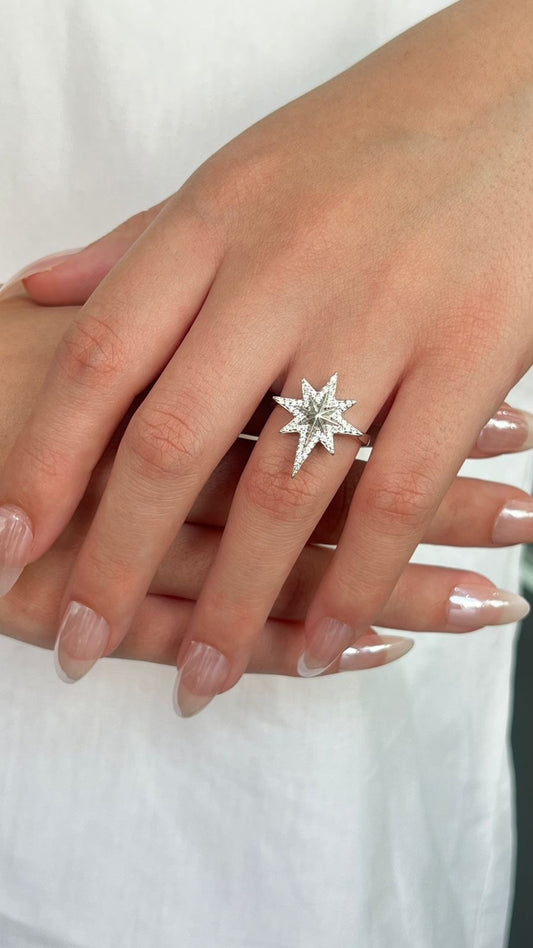 North Star Ring-in Italian pure silver S925-