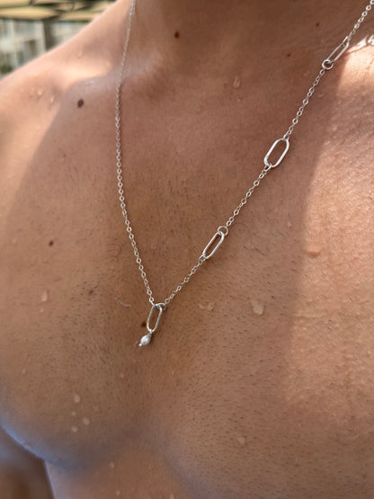 Waves Paperclip Necklace in Sterling Silver 925s