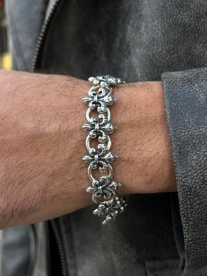 Fleur-de-lis bracelet-in Sterling Silver 925s| 20cm-18mm