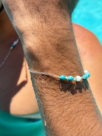 Turquoise Beaded Bracelet in Sterling Silver925s